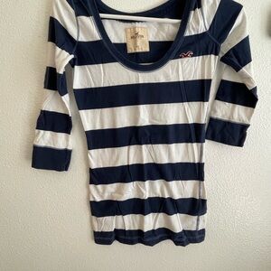 Vintage Hollister Blue and White 3/4  Sleeve Tee
